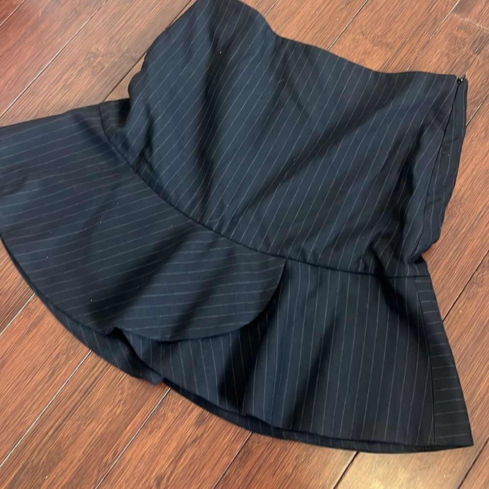 Navy Zara Women Skirt Size Small - Mini Skirt Pleated Light Striped Skirt - NEW